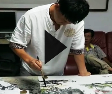 国画名家饶瑞清创作山水画短视频