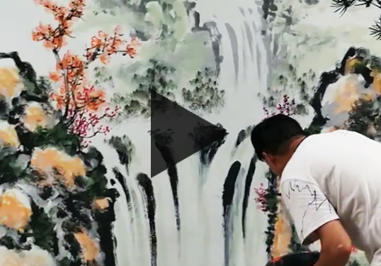 饶瑞清老师创作墙画短视频实拍
