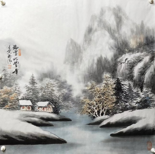 瑞雪兆丰年 冬季雪景风景画斗方